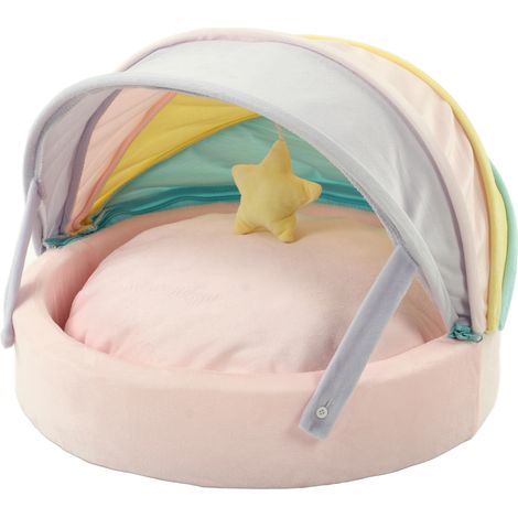 Nid de chat arc-en-ciel quatre saisons disponibles, conception antidérapante par le bas, maison douce et confortable pour chats, chiens, animaux de compagnie à double usage (1/5)