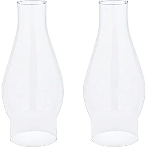 OL-44470 Lot de 2 abat-jours en verre transparent soufflé à la main pour lampes à huile vintage Empêche la flamme de flammes courbées 5,1 cm (1/5)