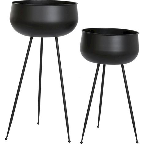 Support plante métal noir style urbain design élégant intérieur - noir mat élégant (1/3)
