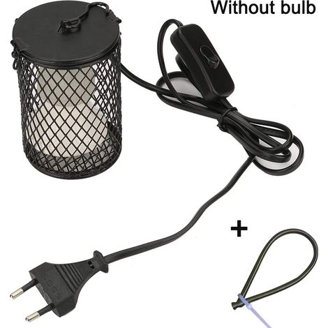 Lampe chauffante pour reptiles avec protection, lampe chauffante pour animaux de compagnie (tortues, serpents, lézards, grenouilles, poussins) avec interrupteur et crochet de suspension anti-morsure (