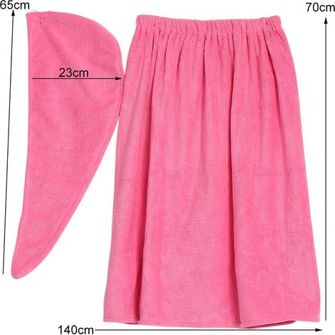 Ensemble de bain spa doux pour femme : peignoir et serviette avec bonnet de séchage rapide (rose rouge)
