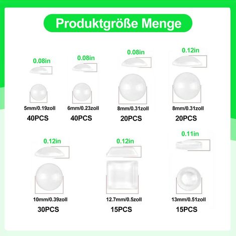 Gummipads – Selbstklebende, transparente, elastische Pads für Türen, Schränke, Schubladen, Tastaturen – 160 Stück (1/5)