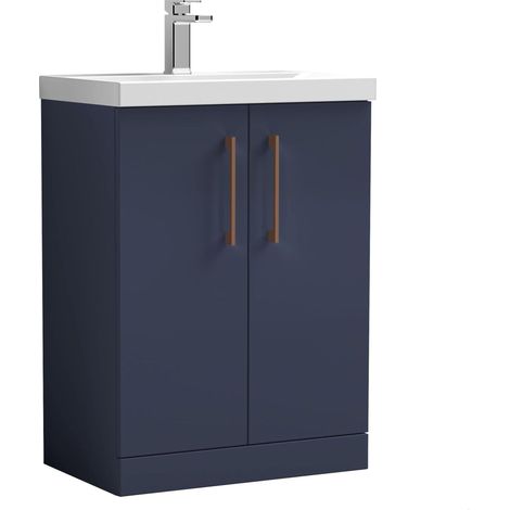 Balterley Bramshall Contemporary Bathroom 2-Door Vanity & Basin, Midnight Blue, 600mm (1/4)