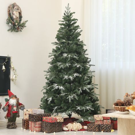 Sapin de Noël enneigé 850 branches sectionné, plastique et acier, Ø110x180 cm, vert (1/5)