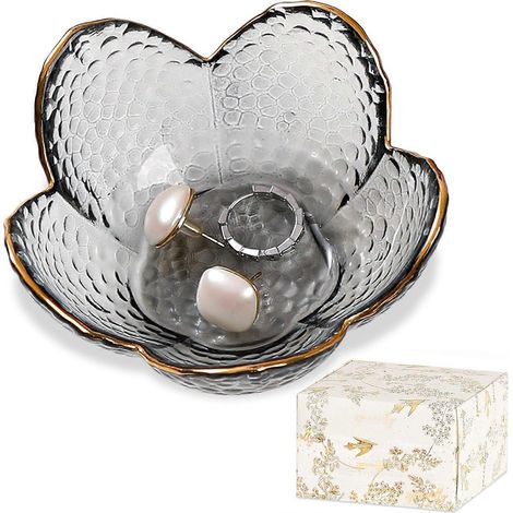 Plateau à bijoux, cadeau d'anniversaire ou de pendaison de crémaillère, décoration de chambre mignonne, plateau à bagues, cadeau d'amitié ou de Noël (9×4,5 cm, noir) (AAA) (1/5)