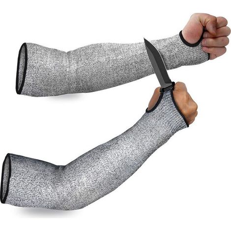 Manchettes de protection de bras 45 cm classe 5 coupe 2 paires de protections de manches résistantes à la chaleur pour cuir fin frotté hommes femmes (1/5)