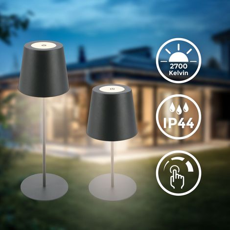 Tischlampe - 2,5W, 200lm, kabellos, led, dimmbar, warmweiß, anthrazit