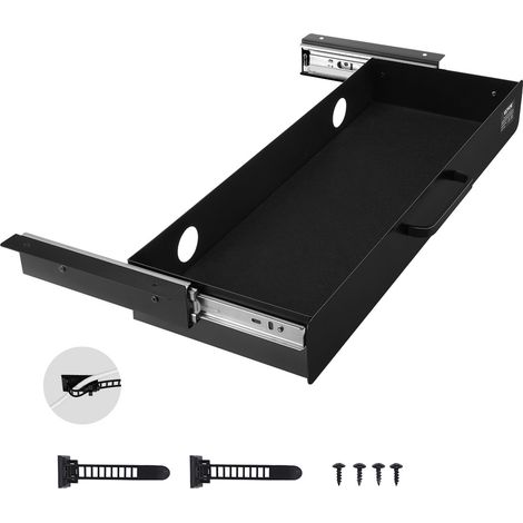 VEVOR Cassetto Estraibile Sotto Scrivania 635 x 232 x 75 mm Organizzatore Nascosto per Riporre Oggetti sulla Scrivania, Cassetto Portapenne Sotto Tavolo, per Postazioni di Lavoro da Ufficio, Nero