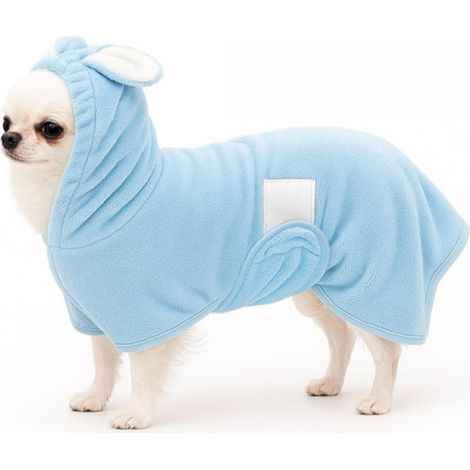 Peignoir-serviette pour animaux de compagnie (chien/chat), manteau de séchage ultra-absorbant, peignoir à capuche pour chiens mignons, col et sangle ventrale ajustables (taille S) (1/5)
