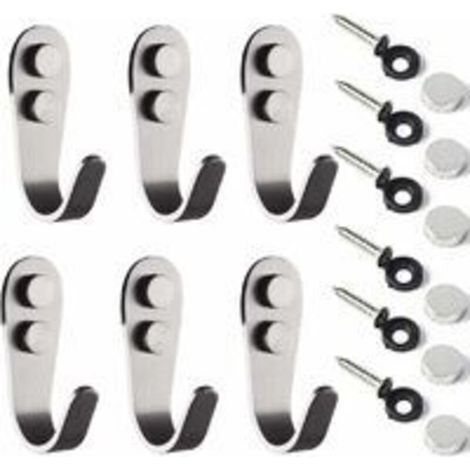 Stainless Steel Coat Hooks, 6 Pack, Wall Mounted, Screws Included, for Bathroom, Robe Hook, Bedroom, Load Capacity 35kg (1/5)
