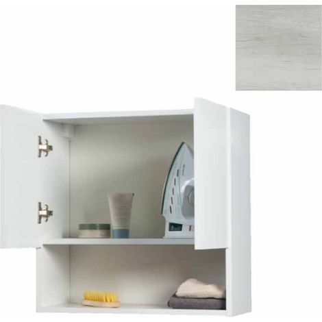 Pensile Bagno Lavanderia con 2 Ante e Vano a Giorno 57,5x27x58 cm in Nobilitato Olmo Bianco (1/4)