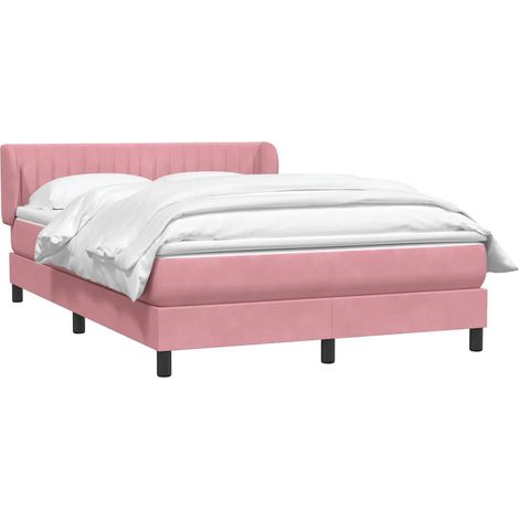 Sommier à lattes de lit avec matelas rose 160x220 cm velours vidaXL (1/5)