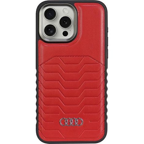 Étui rigide Audi MagSafe en similicuir rouge pour iPhone 15 Pro Max 6,7 pouces AU-TPUPCMIP15PM-GT/D3-RD