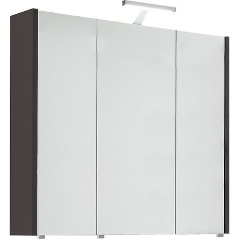 Armoire à glace avec éclairage anthracite mat 3 portes 850x750x188mm (1/5)