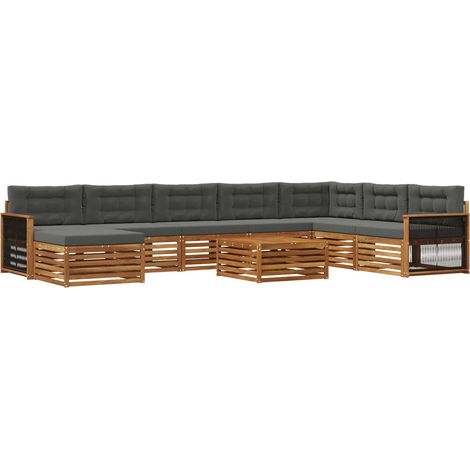 Conjunto de sofás de exterior 9 uds. Natural y Antracita vidaXL (1/5)