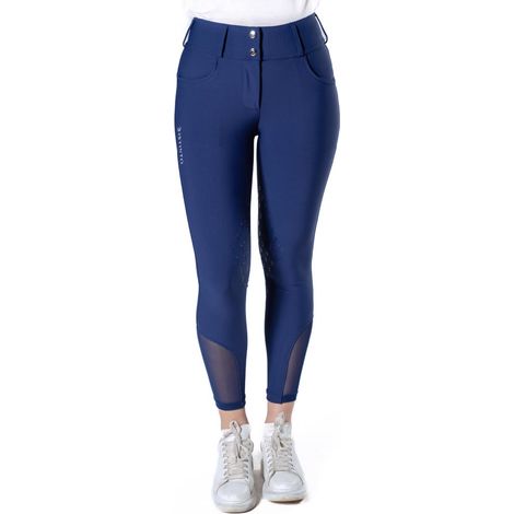 L, bianco: Pantaloni equitazione Distinto da donna full grip a vita alta più cappellino omaggio