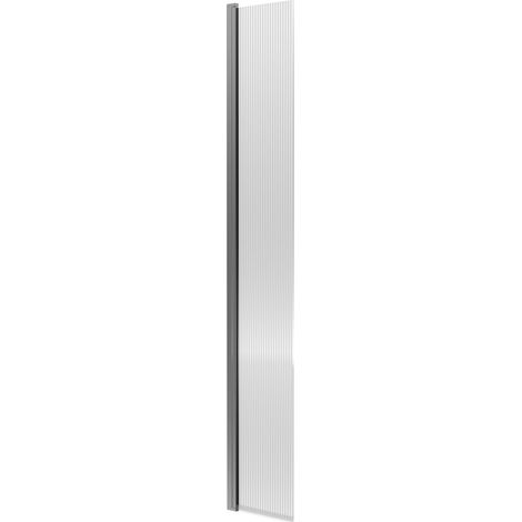Nuie Fluted Hinged Wet Room Return Panel 1850mm High x 300mm Wide 8mm Glass - Brushed Pewter (1/2)