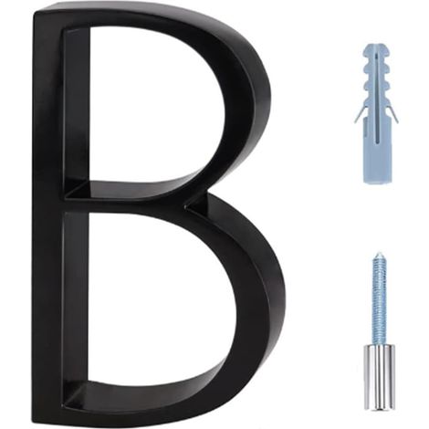 Lettre B en alliage de zinc noir résistant à la rouille - 12,7 cm - Numéros de maison flottants faciles à lire pour une utilisation en extérieur (1/5)