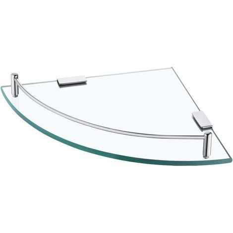 LaBlanc - Étagère d'angle en Verre - Étagère Salle de Bain Douche - Tablette Murale Étagère en Verre Trempé - avec Porte Serviette 304 Acier Inoxydable Poli, (1/5)