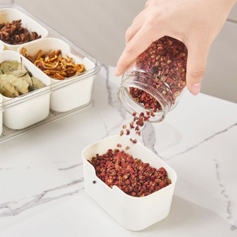 Aufbewahrungsbox für den Kühlschrank, Lebensmittelaufbewahrungsbox für Lebensmittel und Gemüse, Aufbewahrungsbox mit Trennwänden für Tiefkühlfrüchte und Ravioli, kleine Größe, 4 Fächer (1/5)