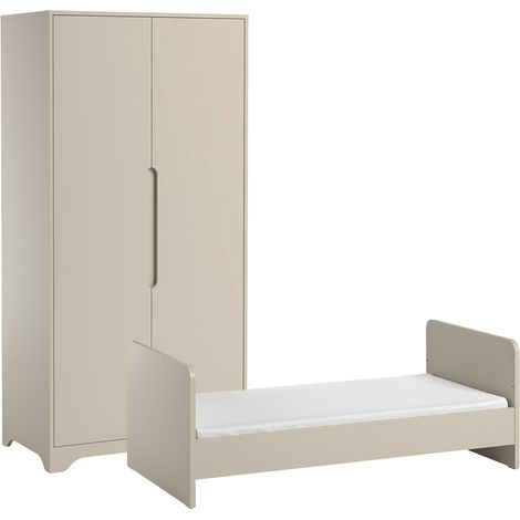 Mitwachsendes Babybett 70x140 und 2-türiger Kleiderschrank Vox Ova Beige (1/5)