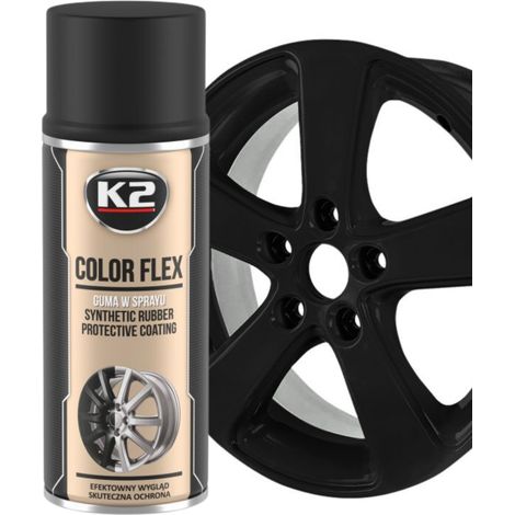 Spray di gomma liquida K2 COLOR FLEX NERO OPACO 400 ML Alta durata (1/4)