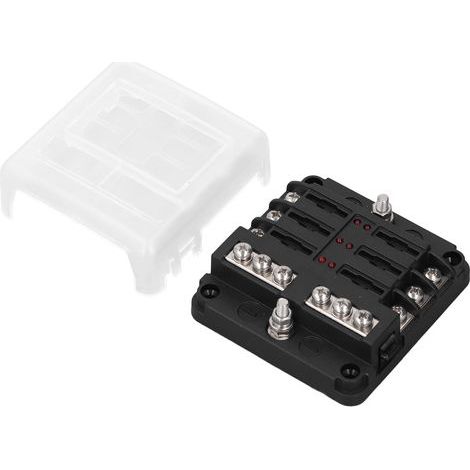 6-fach Sicherungskasten, rote LED-Anzeige, wasserdichte Abdeckung, geeignet für Gleichstrom bis 32 V, für Pkw, Boote und Lkw (1/5)