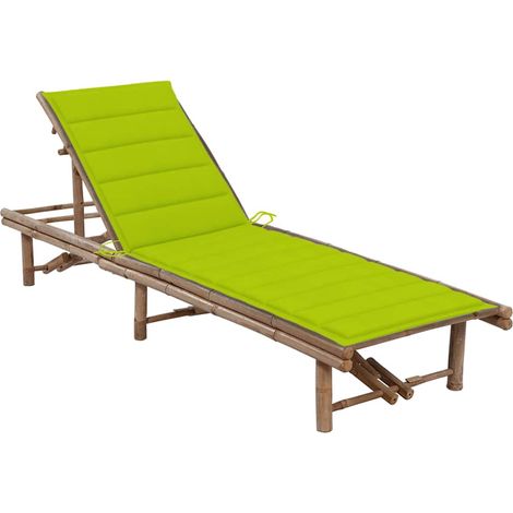 vidaXL Chaise longue de jardin avec coussin Bambou (1/5)