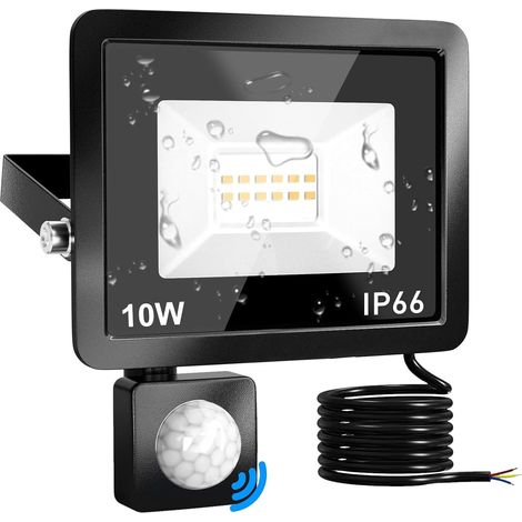 LED Strahler mit Bewegungsmelder, 10W 1000LM, IP65 Wasserdicht, 6500K Kaltweiß, Außenleuchte für Garten, Innenhöfe, Garage (1/5)
