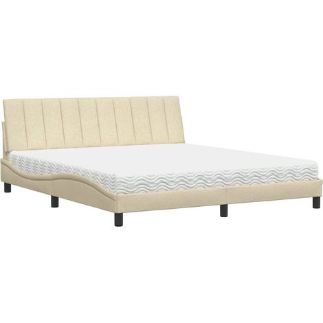 Maison Exclusive - Letto con Materasso Hanko Crema 180x200 cm in Tessuto