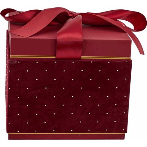 L'Arcolaio Scatola Natalizia Quadrata in Velluto Grande Velvet Red 18,6x18,6X16,3 Cm