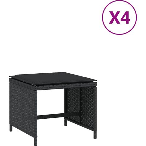 Maison Exclusive - Sgabelli da Giardino con Cuscini 4pz Neri 40x40x35cm Polyrattan