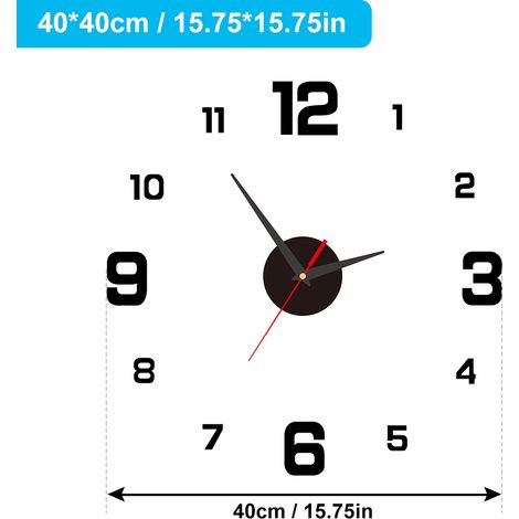 Tirador giratorio acrílico 3D para armar uno mismo, sin marco y con iluminación, para sala de estar, oficina, dormitorio, negro moderno, 40 cm (1/4)