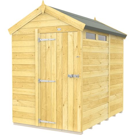 5 x 7 Feet Apex Security Shed - Single Door - Wood - L214 x W147 x H217 cm