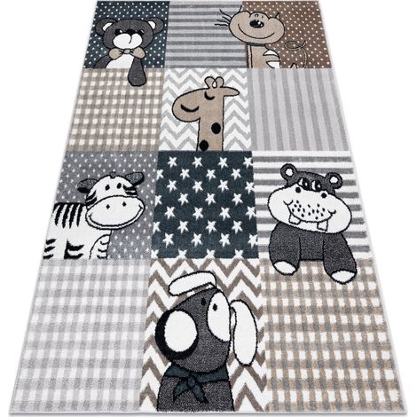 Teppich FUN Pets für Kinder, Tiere grau grey 180x270 cm