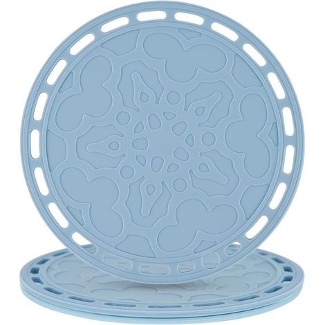 Lot de 3 grands dessous-de-plat et maniques ronds en silicone Bleu (1/4)