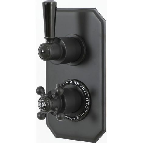 Milano Elizabeth Concealed Twin Diverter Thermostatic Mixer Shower Valve with 2 Outlets - Black