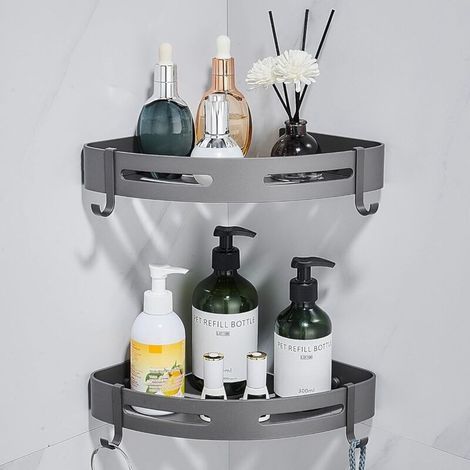 Shower shelf and storage, Black corner shower caddy without drilling, bathroom storage, shower accessories, rust-free aluminum shower soap dish, set of (1/5)