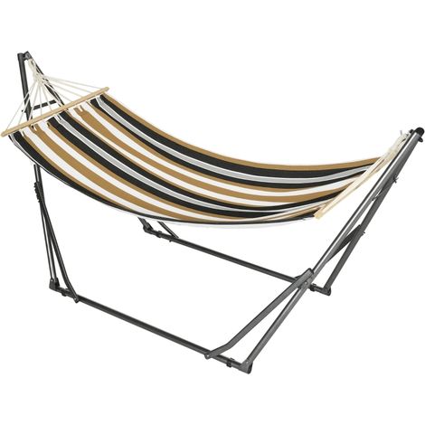 Hamac de jardin pliable avec support incurvé en métal époxy pour une personne jusqu'à 120 kg idéal pour se détendre en extérieur (1/5)