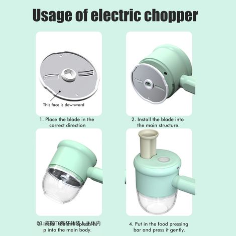 Hachoir électrique portable 2 en 1 pour ail, légumes et viande - Broyeur à épices et mixeur pratique (1/5)