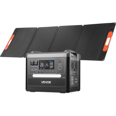 Station Électrique Portable 2160 Wh Générateur Solaire Portable 2400 W Panneau Solaire Pliable 200 W pour Alimentation Camping Véhicules de Loisirs, 10 Ports de Sortie, Puissance Entrée Réglable (1/5)