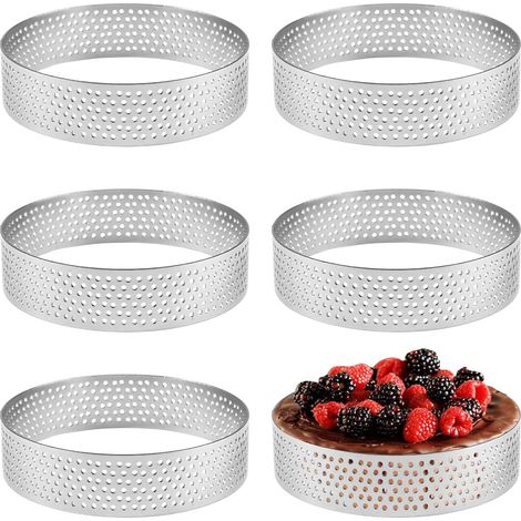 6 x Stainless Steel Perforated Pie Rings (1/5)