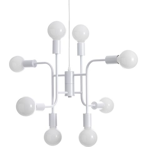 Lampadario in metallo verniciato bianco opaco cm. H.43 x L.59 x P.59