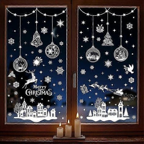 Boules de Noël blanches à suspendre, autocollants décoratifs de Noël, ornements de Noël FLY1587 (1/5)