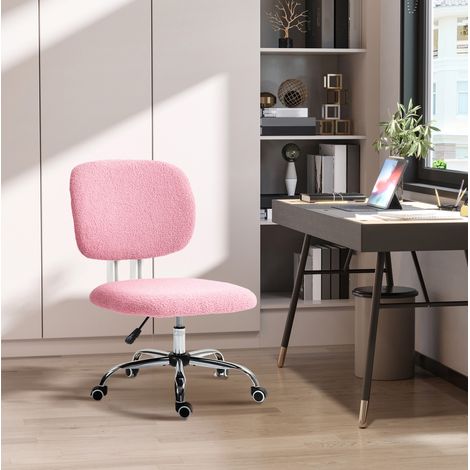 Silla de oficina ergonómica de terciopelo rosa, regulable en altura, sin reposabrazos, OKWISH (1/5)