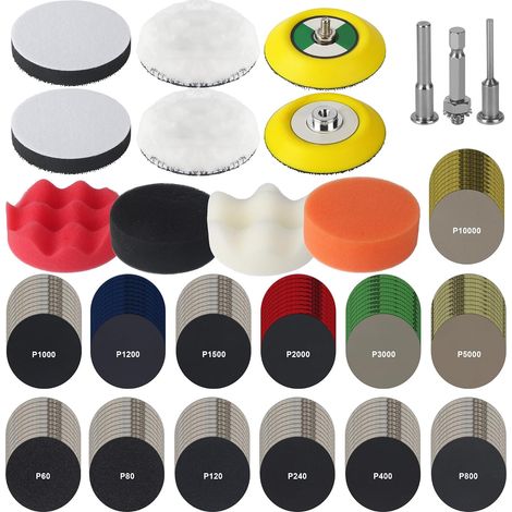 Renovateur Phare Voiture, 145 Pièces Kit Rénovation Phare, Polissage Phares Voiture, Set Papier Abrasif Eau/Sec 75mm, Kit de Restauration de Phares pour Auto et Moto, Pour le Meulage et le Polissage (1/5)