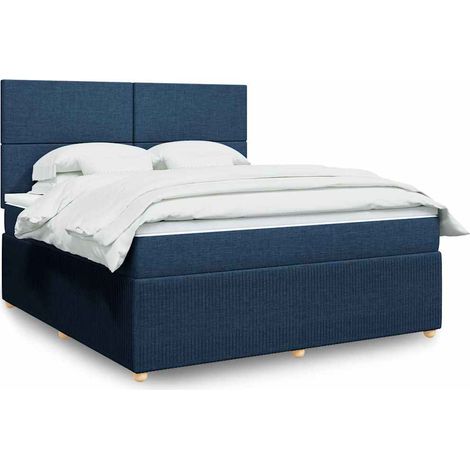 Boxspringbett mit Matratze Blau 180x200 cm Stoff