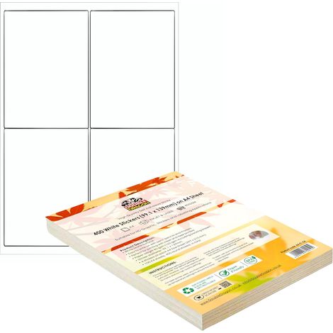 Étiquettes Adhésives A4, 4/Feuille, 100 Feuilles (400 Étiquettes), 99,1x139mm, Blanches, Faciles à Décoller, pour Jet d’Encre/Laser - Adresse, Expédition, Archivage, DIY (1/5)
