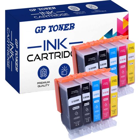 10 cartouches d'encre CMJN x2 pour Canon C520XL (1/5)