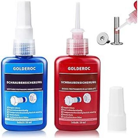 Frein-filet 50+50 ml – Résistance moyenne et haute, adhésif pour vis, boulons et fixations, polymérisation anaérobie – Protection contre le desserrage et les fuites